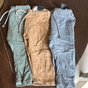 Kids Casual Pants Set - Green, Tan, and Gray